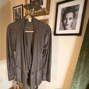 Leather look jacket drape in front vintage